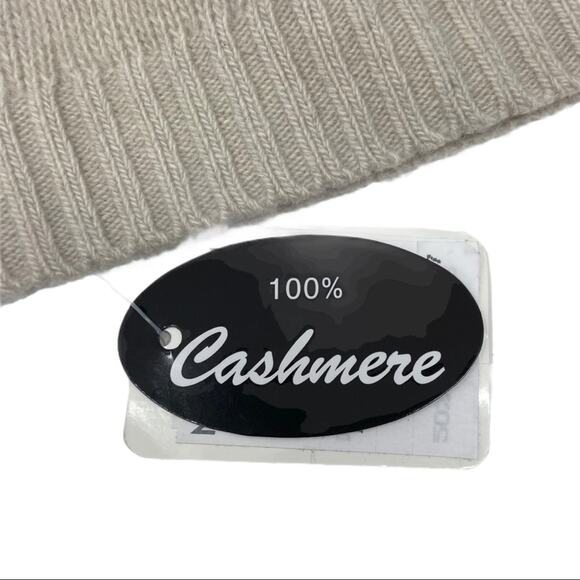 Portland Tan 100% Cashmere Pom Pom Knit Beanie NWT - Picture 2 of 7